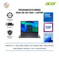 Acer Commercial Laptop TravelMate P214-55-G2-7212 14" WUXGA (C7 150U, 8GB, 512GB, Intel, W11P, 3Y)