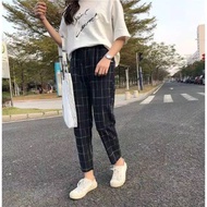 Scuba Plaid Pants/Women's Plaid Long Pants/Women's Printed Pants/Women's Casual Pants