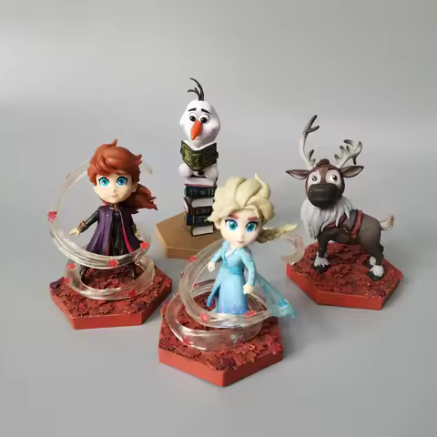 Disney Classic Toys Frozen Princess Elsa Anna Elk Deer Snowman Anime Figurine Model Girl's Gift Desk