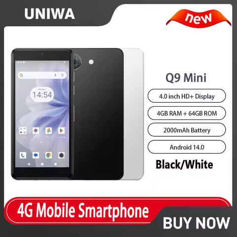 UNIWA Phonemax Q9 Mini Phone 4.0Inch QHD IPS Touch Screen Small Cell Phone 4G Android14 Small Smart 