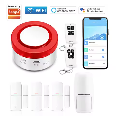 Tuya Smart WIFI Wireless Security Alarm System Alarm Kit Home Burglar Motion Door Sensor Compatible 