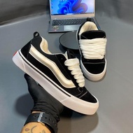 SEPATU VANS KNUSKO0L PRIA & WANITA CLASSIC FULL BLACK GRADE PREMIUM SHOES TALI GEMUK SEPATU SNEAKERS