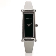 【日本直送 中古美品】グッチ GUCCI 腕時計 1500L ステンレススチール シルバー/ブラック クオーツ ヴィンテージ バングルウォッチ