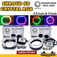 Shroud Crystal 5D Crystal RGB WRGB Angel Eye APPS BILED SIZE 2.5 inch 3 inch ROUND Car Motorcyclebmw