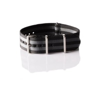 18mm Brushed Premium NATO strap Black and Gray Strap "James Bond"