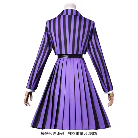 CyWednesday Season 2 Newly Sinclair Enid Cosplay Costume Enid Blue Striped School Uniform Coat Dress