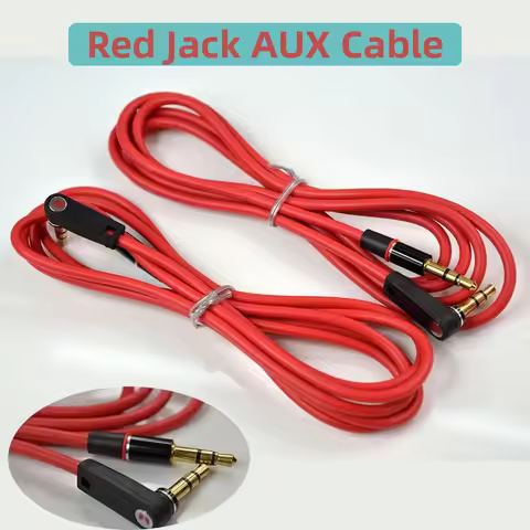 Red Jack 3.5mm Audio AUX Cable Cord Lead For BEATS STUDIO SOLO PRO HD Replacement
