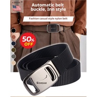 🌟Ready Stock🌟Men's tactical belt iron buckle thickened elastic belt trouser belt canvas pilot belt