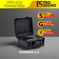 PS Pro Sound PPS-616 450Wx2 Portable Case Powered Mixer w/ Bluetooth & USB 6ch 6 Channel Power Mixer