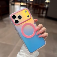 Aurora gradient magnetic phone case for iPhone 17 Pro Max 14 15 16 pro max Anti drop mirror protecti