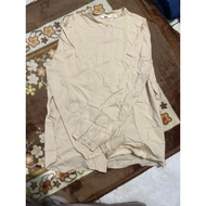 Rayon Band Collar Long Sleeve Blouse Beige uniqlo