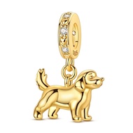 Charm  Golden Retriever Baby Dog Enchantments 925 Prata Esterlina Pet Pin Original Fit 925