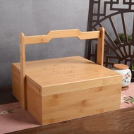 HY💕 Solid Wood Cabas Gift Box Multi-Grid Moon Cake Wooden Box Wooden Square Sushi Box Cordyceps Gift Box Food Container