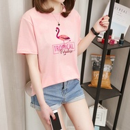 Women T-Shirts Round Neck Sleeve Top Letter Printed Oversize Loose Shirts Causal Cropped Top for Wom