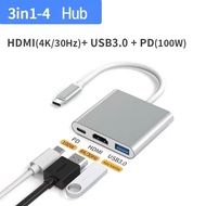 Feless อะแดปเตอร์ฮับ ฮับ 4 in 1 USB C HUB Type C USB C to HDMI VGA Adapter 4in1 Type-c to HDMI 4K f