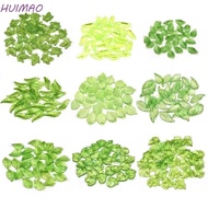HUIMAO 30pcs Green Acrylic Leaf Beads, Leaf Shape Green Green Transparent Leaf Shape Beads, Acrylic 