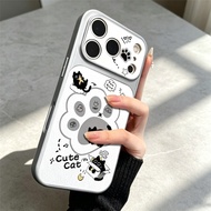 Black Cat Paw Shockproof Leather Phone Case Silver Edge For Samsung S25 S26 S24 S23 S22 Ultra F07 Fo