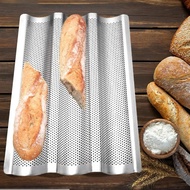 French Bread Baking Pan 3 Waves Non-Stick Stainless Steel Bread Tray for Toaster Oven Kitchen Meat B