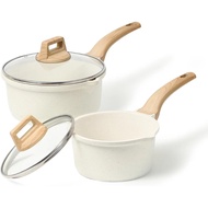 DONNOR 2.5Qt Sauce Pan With Lid Nonstick Granite Saucepan for All Stove Top Sauce Soup Pot Milk Pan 