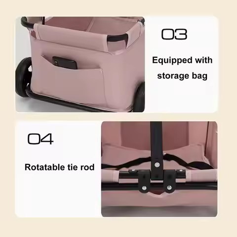 4 Wheels Folding Small Dogs Cats Stroller Pet Stroller Dog Cart Pet Strolling Cart for Travelling Sh