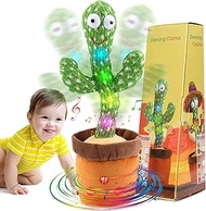 LUKETURE Kids Dancing Talking Cactus Toys for Baby Boys and Girls, Talking Sunny Cactus Toy Electronic Plush Toy Singing, Record &amp; Repeating What You Say LED Lighting for Home Decor