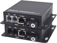 2 x RJ11 Telephone and 10/100 Mbps Ethernet Over Fiber Converter - POTS to Fiber Optic Extender, Uni