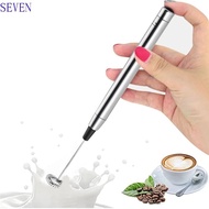 SEVEN Electric Milk Frother, High Speed Handheld Foam Maker Drink Mixer, Easy To Clean Battery Operated Portable Stainless Steel Milk Blender Hot Chocolate