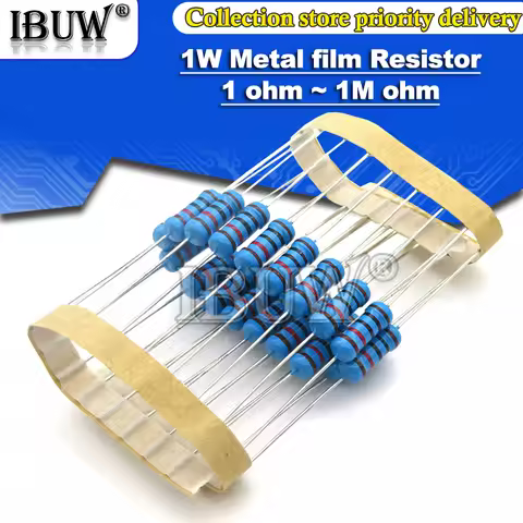20pcs 1W Metal film resistor 1% 1R ~ 1M 2R 10R 22R 47R 100R 330R 1K 4.7K 10K 22K 47K 100K 330K 470K 