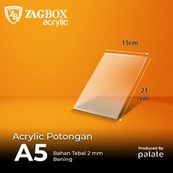 AKRILIK BENING POTONGAN A5 2mm / Acrylic A5 Bening Transparan - BENING