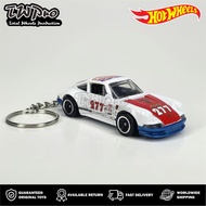 GANTUNGAN HOT WHEELS 1971 Porsche 911 KEYCHAIN - WHITE - KEYRING - KEYCHAIN - CUSTOM - TOTAL WHEELS