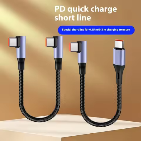 90 Degree Short Cable USB Type C To Type C 6A Fast Charge Cable 15/30cm For Huawei Xiaomi Samsung Fo