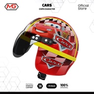 HELM RETRO CHIPS ANAK 1 2 3 4 5 TAHUN SEPEDA EDUKASI LAKI LAKI PEREMPUAN CLASSIC KULIT SINTETIS PREMIUM MURAH LUCU MOTIF PRINTING KARAKTER CARS