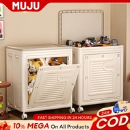 MUJU Large Capacity Foldable Storage Box with Wheels Durabox Cabinet with Lids For Clothes Storage