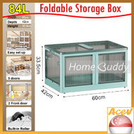🔥SG🔥 55L 51.5x30x36cm. 84L 60x33.5x42cm. Foldable Storage Box with built-in roller. Stackable. Modul