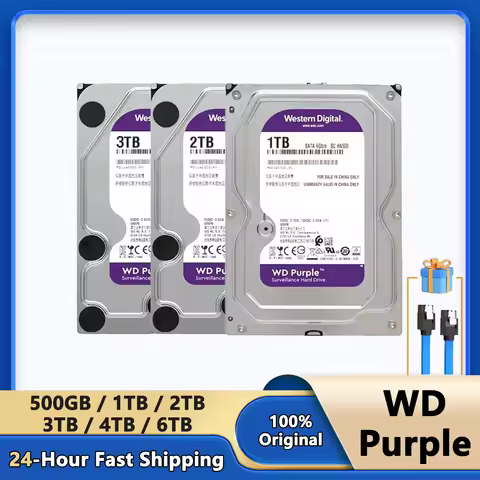 WD Purple 1TB 2TB 3TB 4TB 6TB 3.5" SATA 6.0Gb/s HDD Internal Hard Drive Disk for Security System CCT