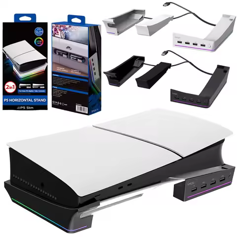 Horizontal Cooling Stand For PS5 Slim Base Holder with 4 USB Hub Base Stand Holder for PS5 Slim Digi