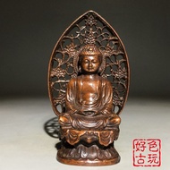 Antique pure copper statue of Tathagata Buddha Buddha Buddha light Antique pure copper Tathagata Bro