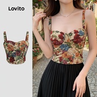 Lovito Atasan Wanita Ditsy Floral Elegan untuk Summer/Spring, Tank Top L132ED094