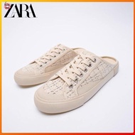 LSJ ZARA autumn new women's shoes Asian limited light beige lace-up slingback sneakers