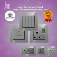 [COD] Grey Tempered Glass/Switch & Socket/1-4 Gang 1/2/3 Way/UK 13A Socket with USB/Type-C/20A/45A W