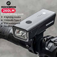 ROCKBROS Light Sensing Bicycle Front Light Type-C Rechargeable Flashlight Waterproof Night Riding Equipment For MTB Road Bike Bicycle Accessories