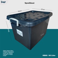 Kontainer Box Plastik Murah 60 Liter KB-80 Akako Hitam Kotak Serbaguna