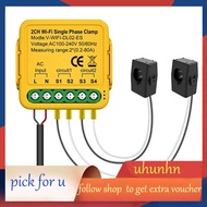 【uhunhn】-Tuya Wifi Smart Power Meter with Current Transformer Sensor Clamp 80A Energy Meter2CH