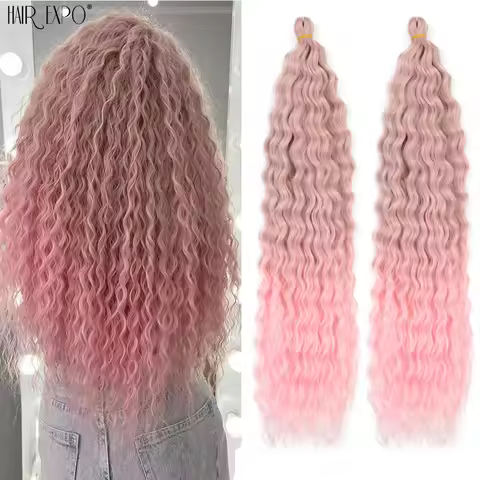 22"Ariel Curl Crochet Hair Synthetic Deep Wave Braid Hair Extension Ombre Ariel Curl Hair Soft Water