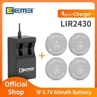 EEMB LIR2430 3.7V Button Battery Rechargeable With Charger Lithium-ion Battery Coin Cell for Earphon