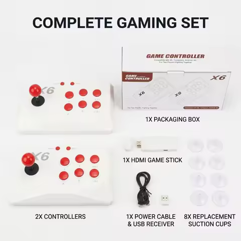 X6KT Retro Video Game Console 2.4G Wireless Lite Double Rocker 4K HD Game Stick 64GB 20000 Games for