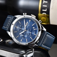 [ของมาใหม่] 2023นาฬิกาข้อมือผู้ชาย Breitling สายหนังคุณภาพสูงนาฬิกาข้อมือสำหรับผู้ชายหน้าปัดสีเงินธุรกิจนาฬิกาเรียบๆ3สี
