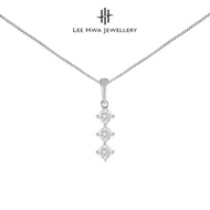 Lee Hwa Jewellery Classic Cluster Diamonds Earrings and Trilogy 18K White Gold Pendant with Diamond