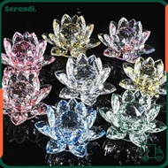 SERENDI Crystal Lotus Flower Figurine, Multi-Color Paperweight Table Ornaments Lotus Flower Ornament
