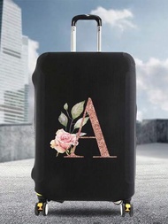 行李保護套彈性適用於18-32英寸玫瑰金信封名字圖案袋子行李箱套,手推車防塵套旅行配件,適用於大學比賽日